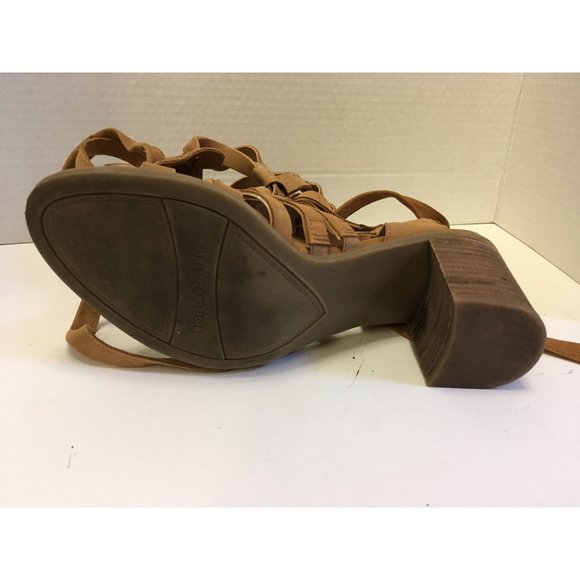 Franco Sarto 7 Brown Sueded Leather Harmon Strappy Casual Occasion Heeled Sandal - Picture 5 of 6